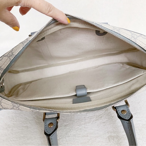 NWT Authentic Gucci GG Supreme Leather Computer Bag Briefcase Gray Unisex - Picture 5 of 9